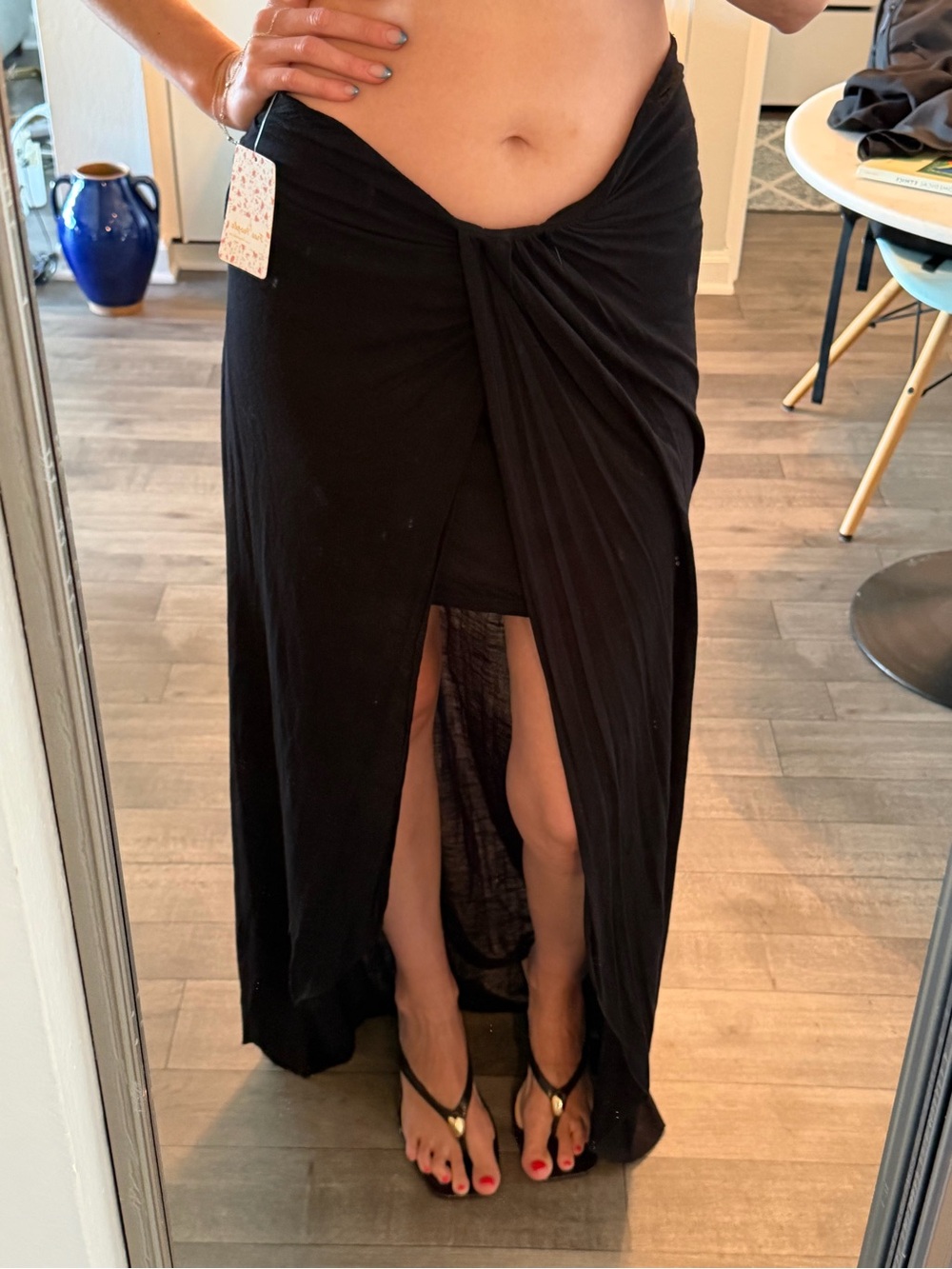 Free People Black Maxi Skirt with High Slit